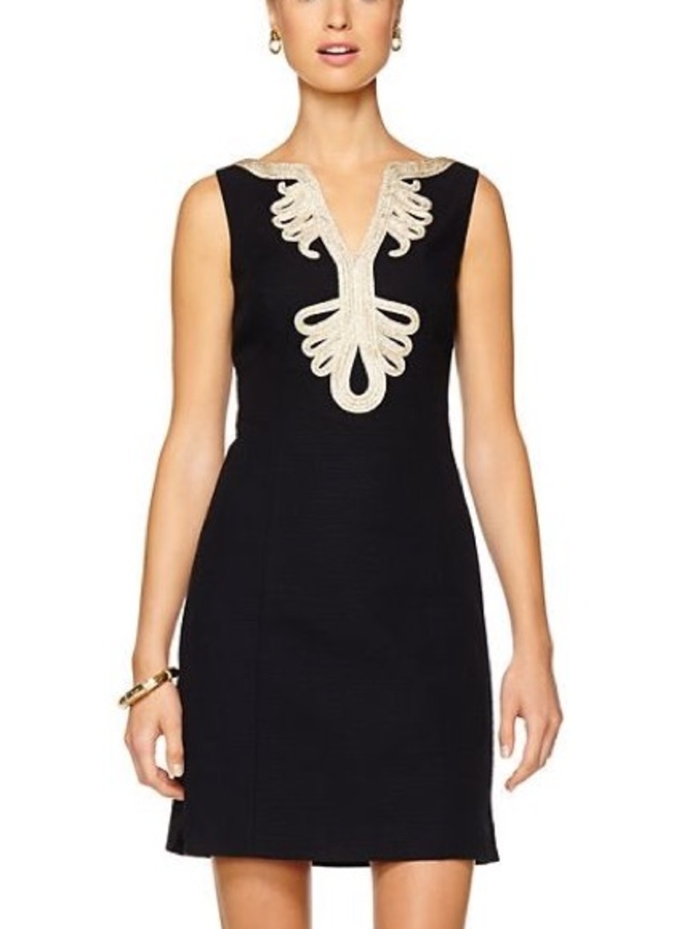 Gorgeous Lilly Pulitzer Black Dress with Gold Embroidery | 2 | EUC
